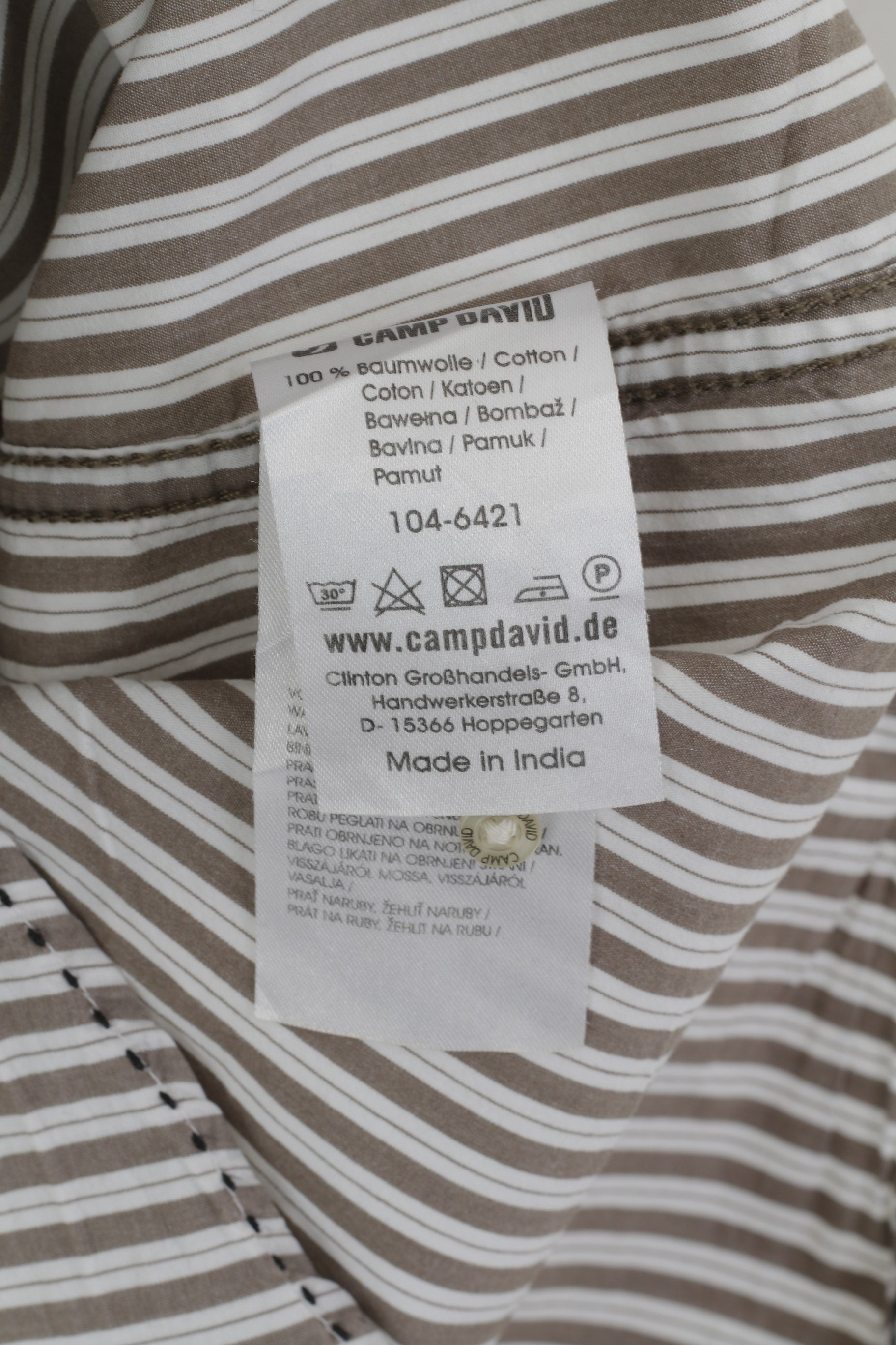 Camp David Camicia casual da uomo in cotone a righe marrone Australia # 63 Top