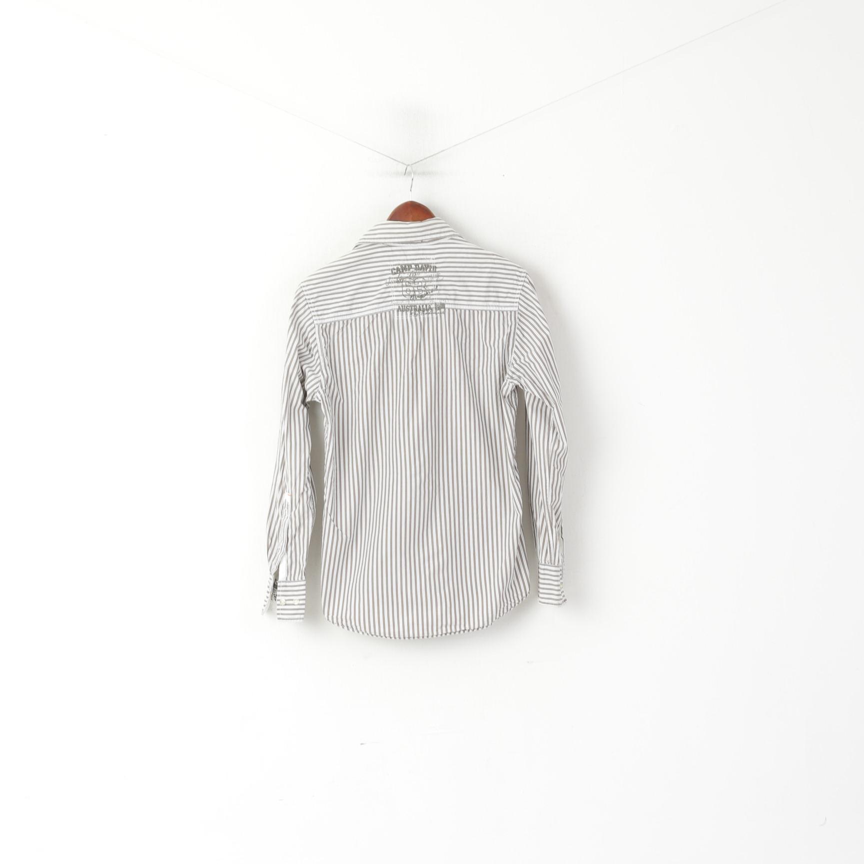 Camp David Camicia casual da uomo in cotone a righe marrone Australia # 63 Top