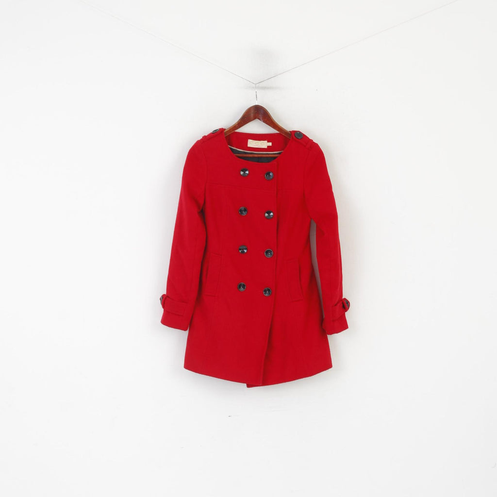 Ccc London Femmes 10 36 XS Veste Rouge Vintage Classique Double Boutonnage Haut