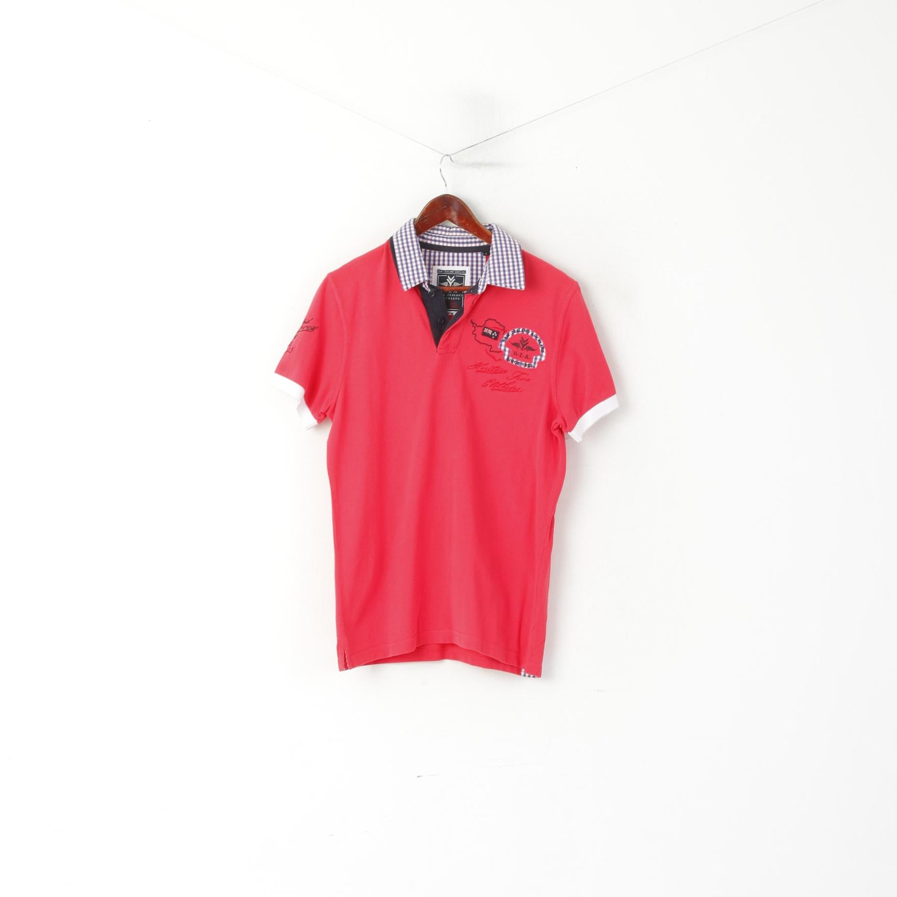 Nouvelle-Zélande Auckland Polo Homme Rouge Coton Heritage Haut À Manches Courtes