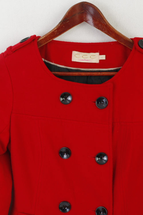 Ccc London Women 10 36 XS Jacket Red Vintage Classic Double Breasted Top