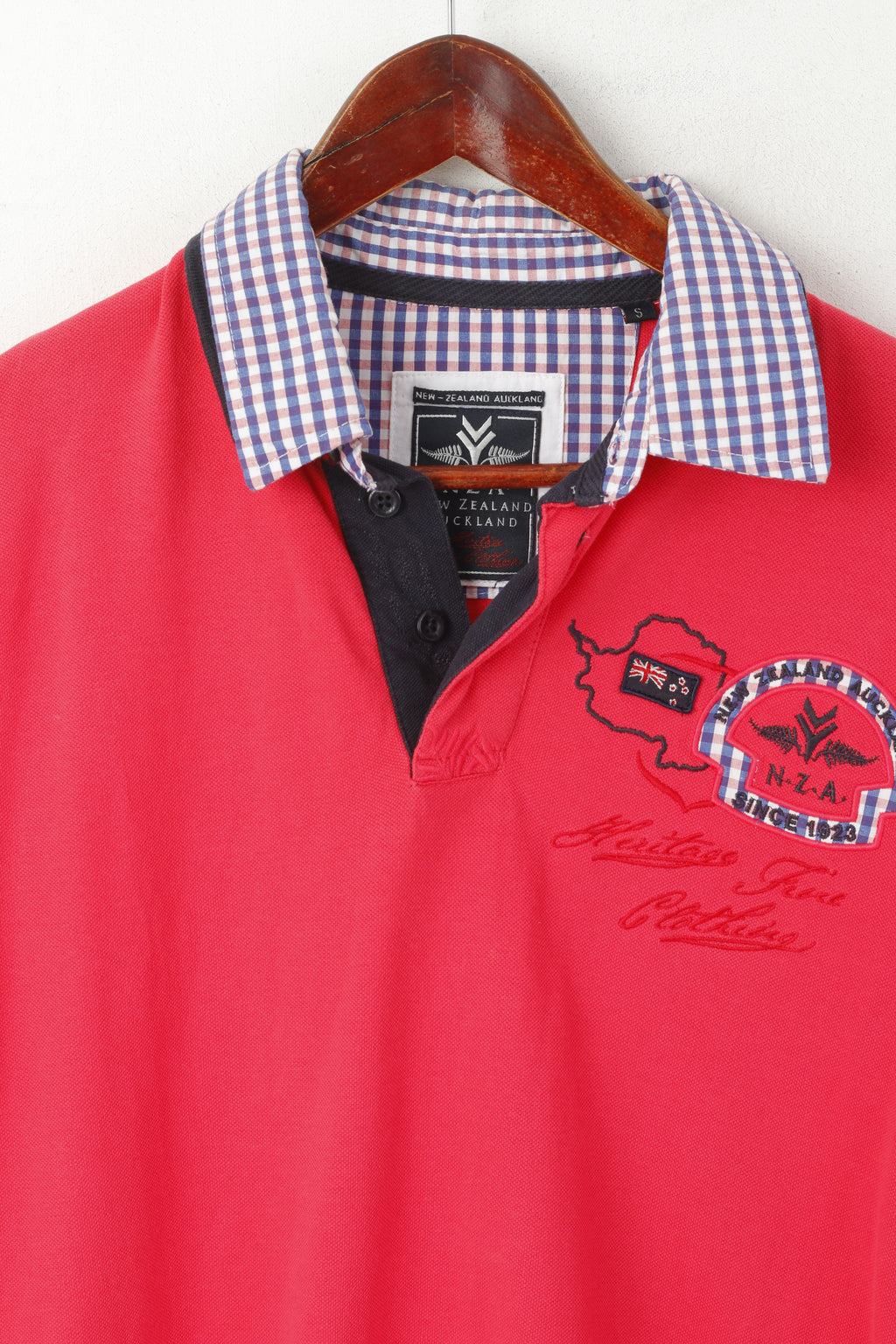 Nouvelle-Zélande Auckland Polo Homme Rouge Coton Heritage Haut À Manches Courtes