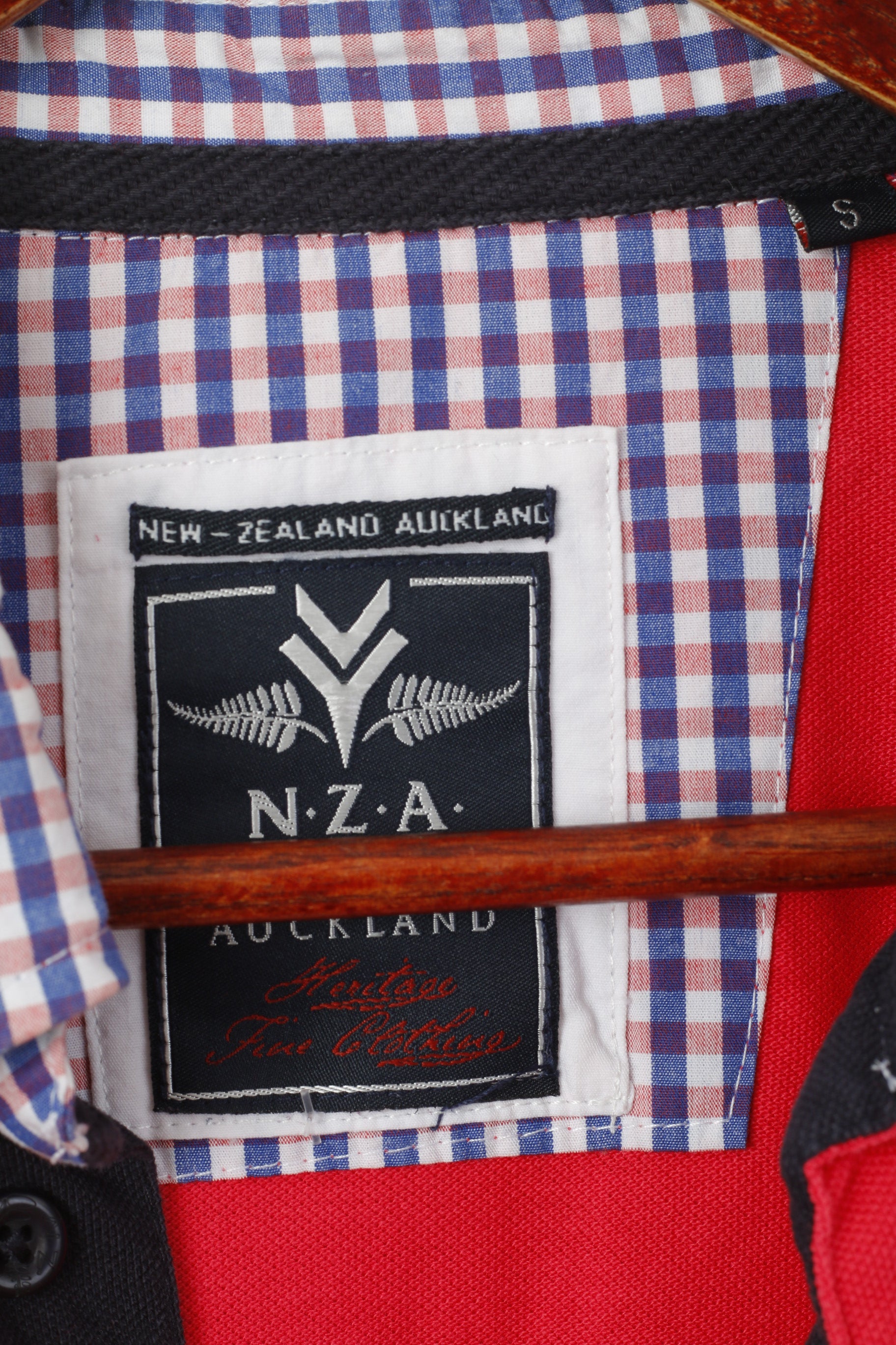 Nouvelle-Zélande Auckland Polo Homme Rouge Coton Heritage Haut À Manches Courtes