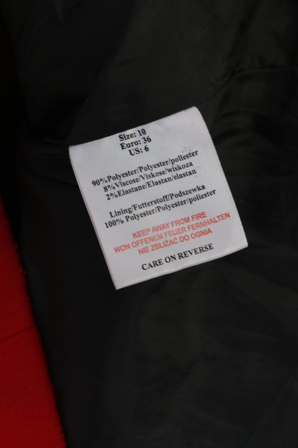Ccc London Femmes 10 36 XS Veste Rouge Vintage Classique Double Boutonnage Haut