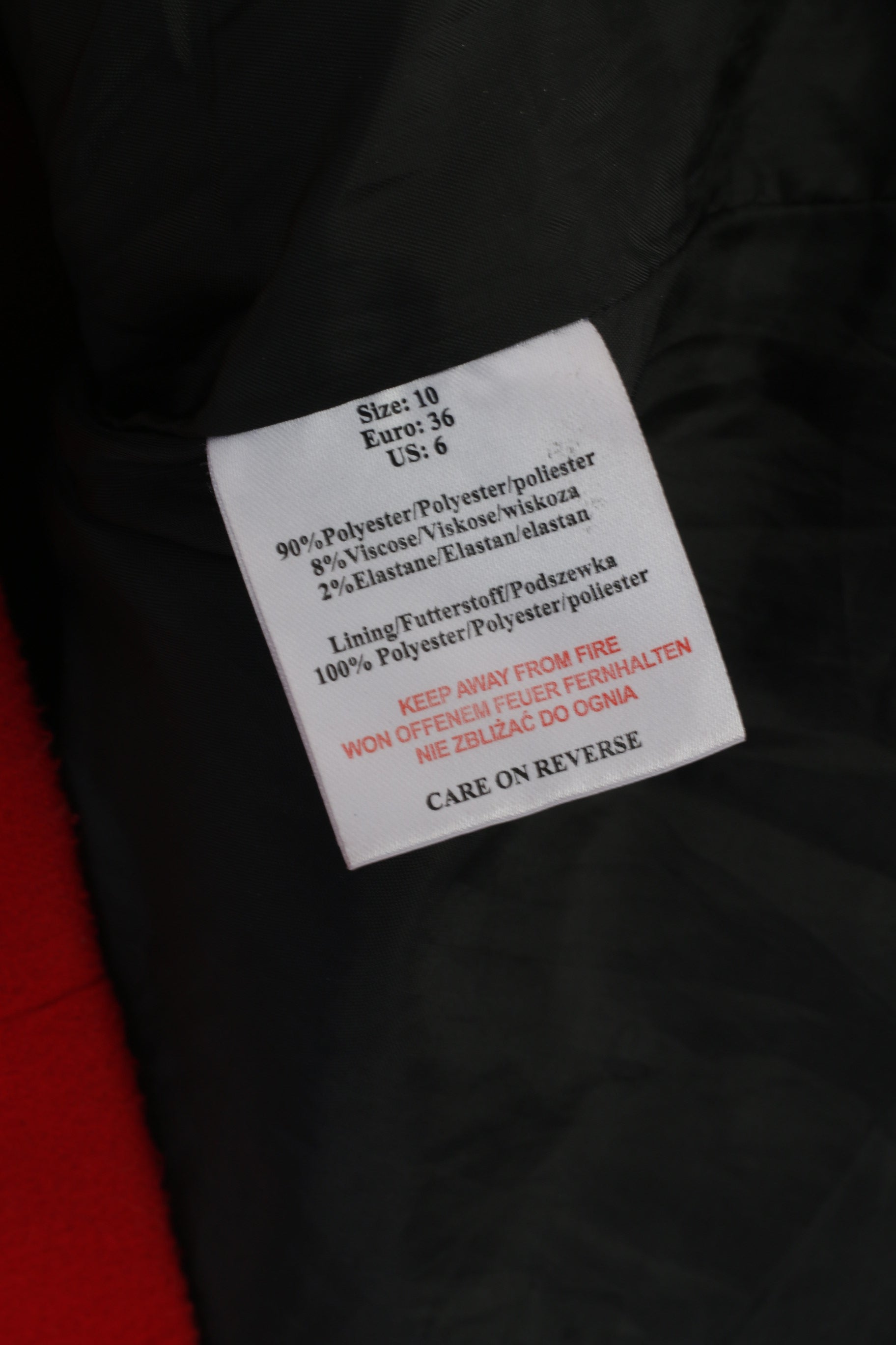 Ccc London Femmes 10 36 XS Veste Rouge Vintage Classique Double Boutonnage Haut