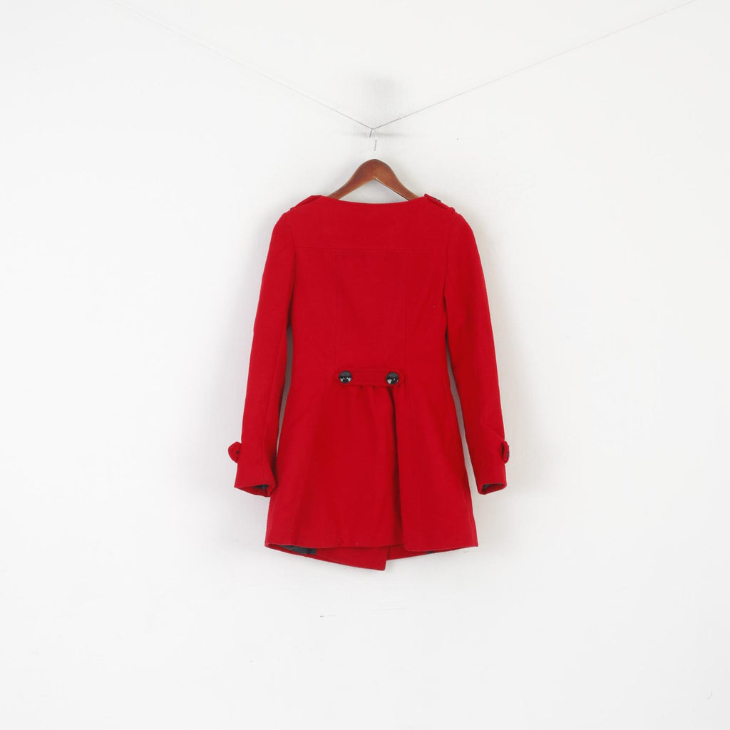 Ccc London Femmes 10 36 XS Veste Rouge Vintage Classique Double Boutonnage Haut