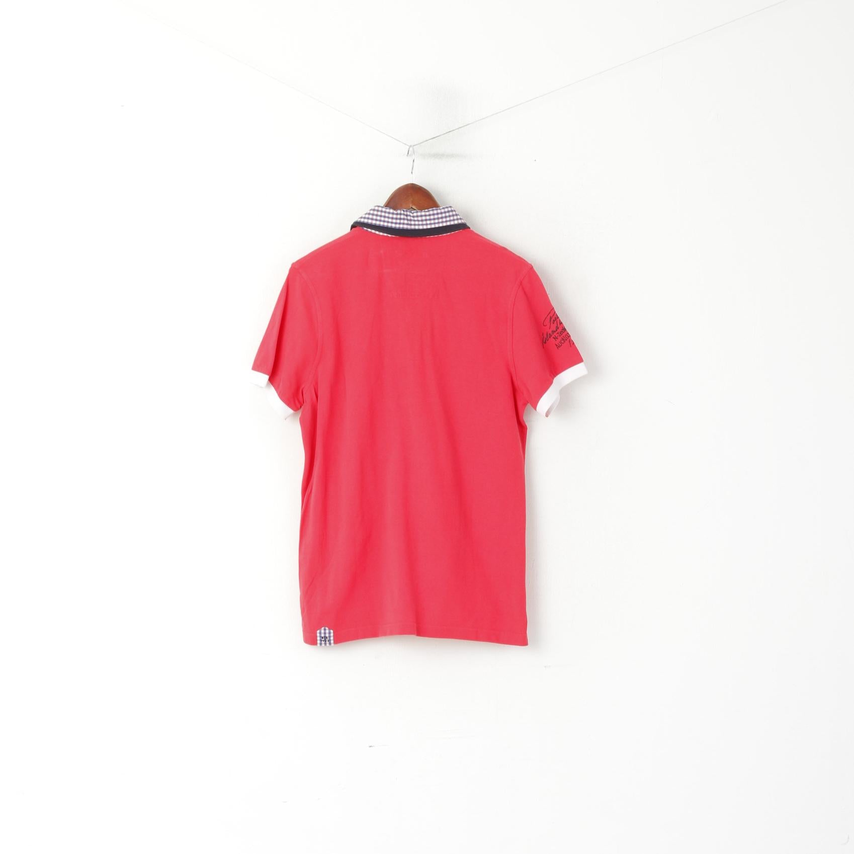 Nouvelle-Zélande Auckland Polo Homme Rouge Coton Heritage Haut À Manches Courtes