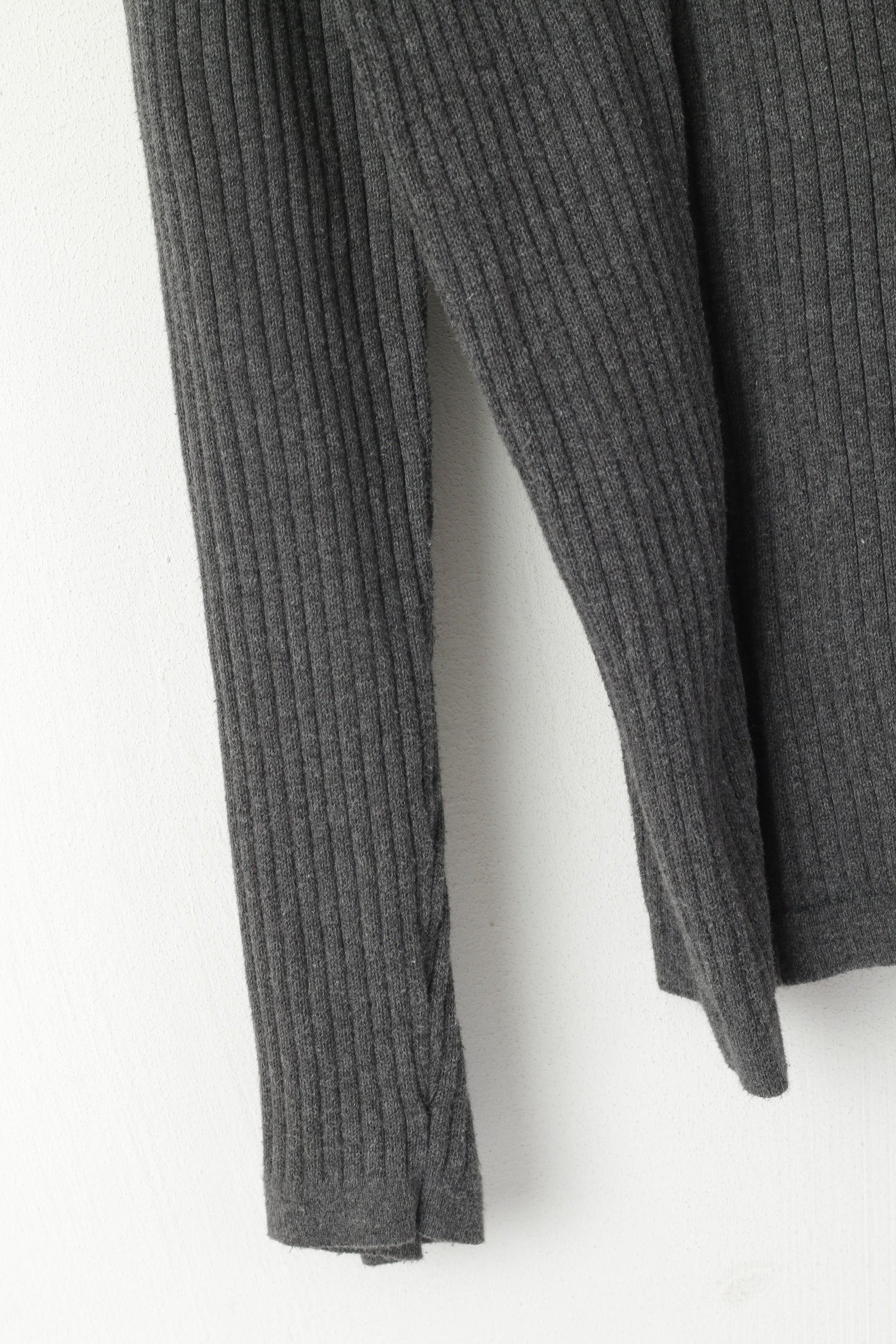 DKNY Jeans Men S Jumper Grey Striped Stretch Cotton Slim Fit Zip Neck Sweater