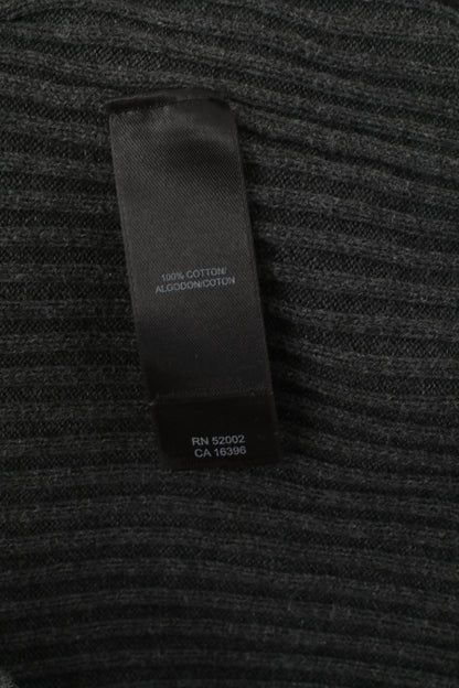 Maglione da uomo DKNY Jeans maglione con collo a zip slim fit in cotone elasticizzato a righe grigie