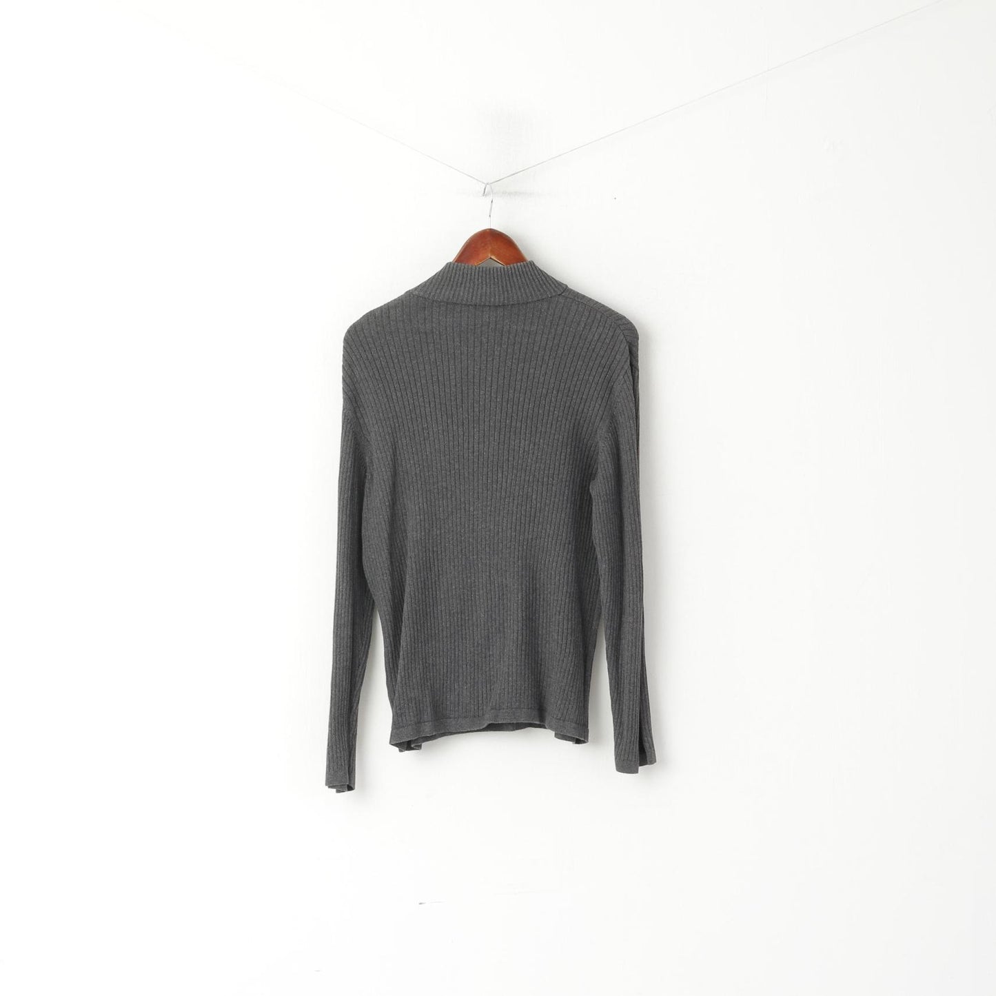 Maglione da uomo DKNY Jeans maglione con collo a zip slim fit in cotone elasticizzato a righe grigie