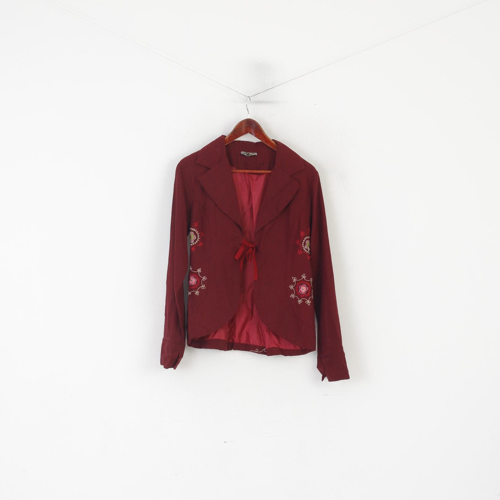 Bohemia Blazer Femme Marron Brodé Boho Attaché Veste Rétro