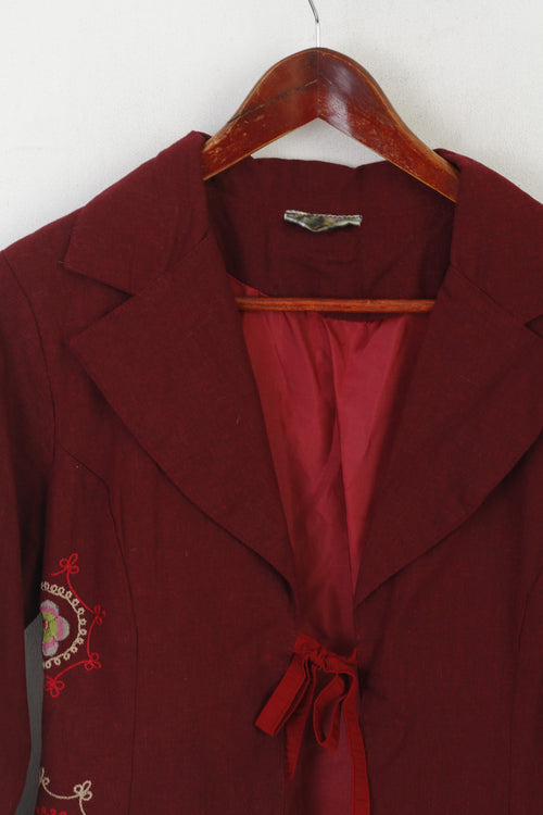Bohemia Blazer Femme Marron Brodé Boho Attaché Veste Rétro