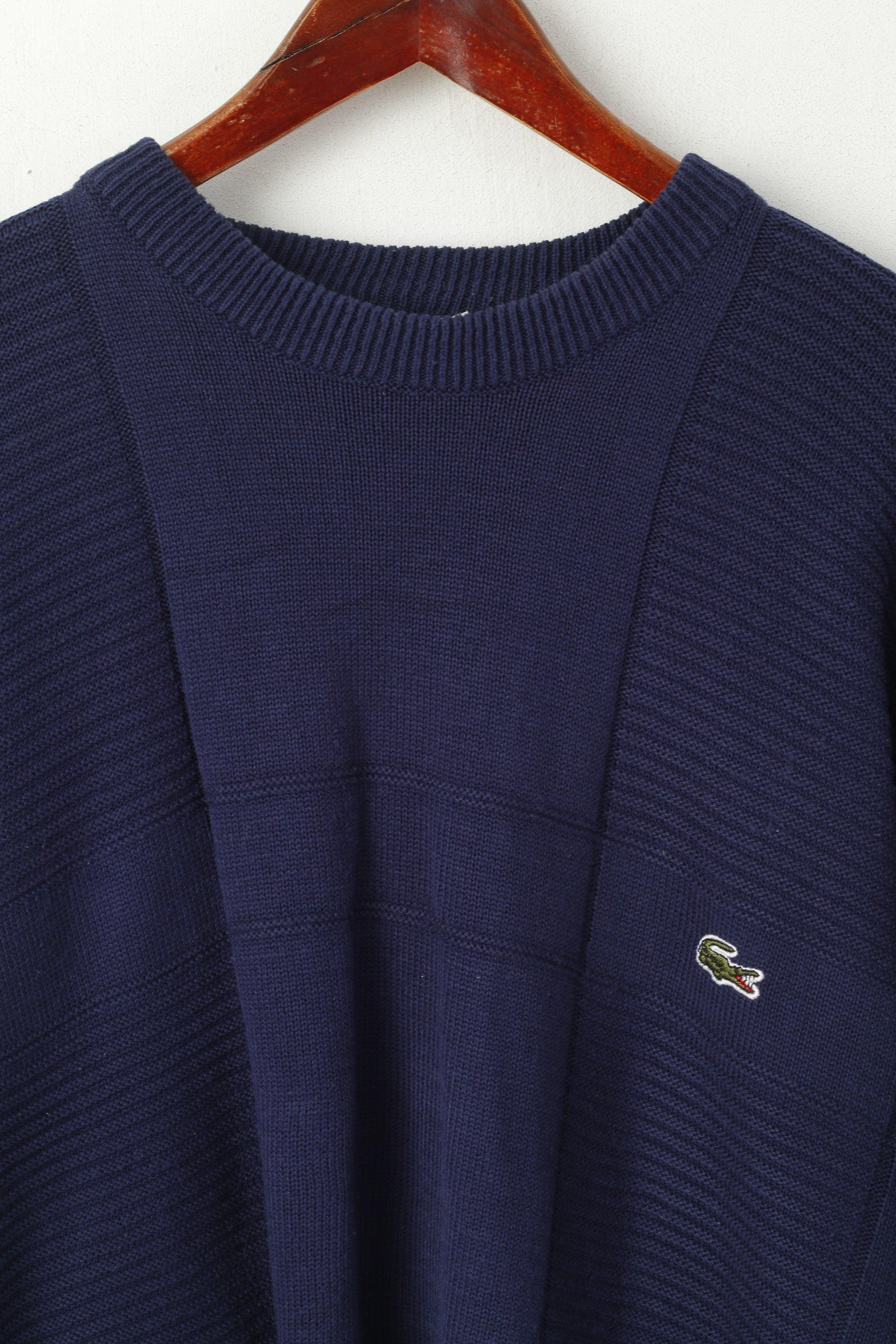 Lacoste Homme XXL Pull Marine Vintage 100% Coton Col Rond Pull Classique