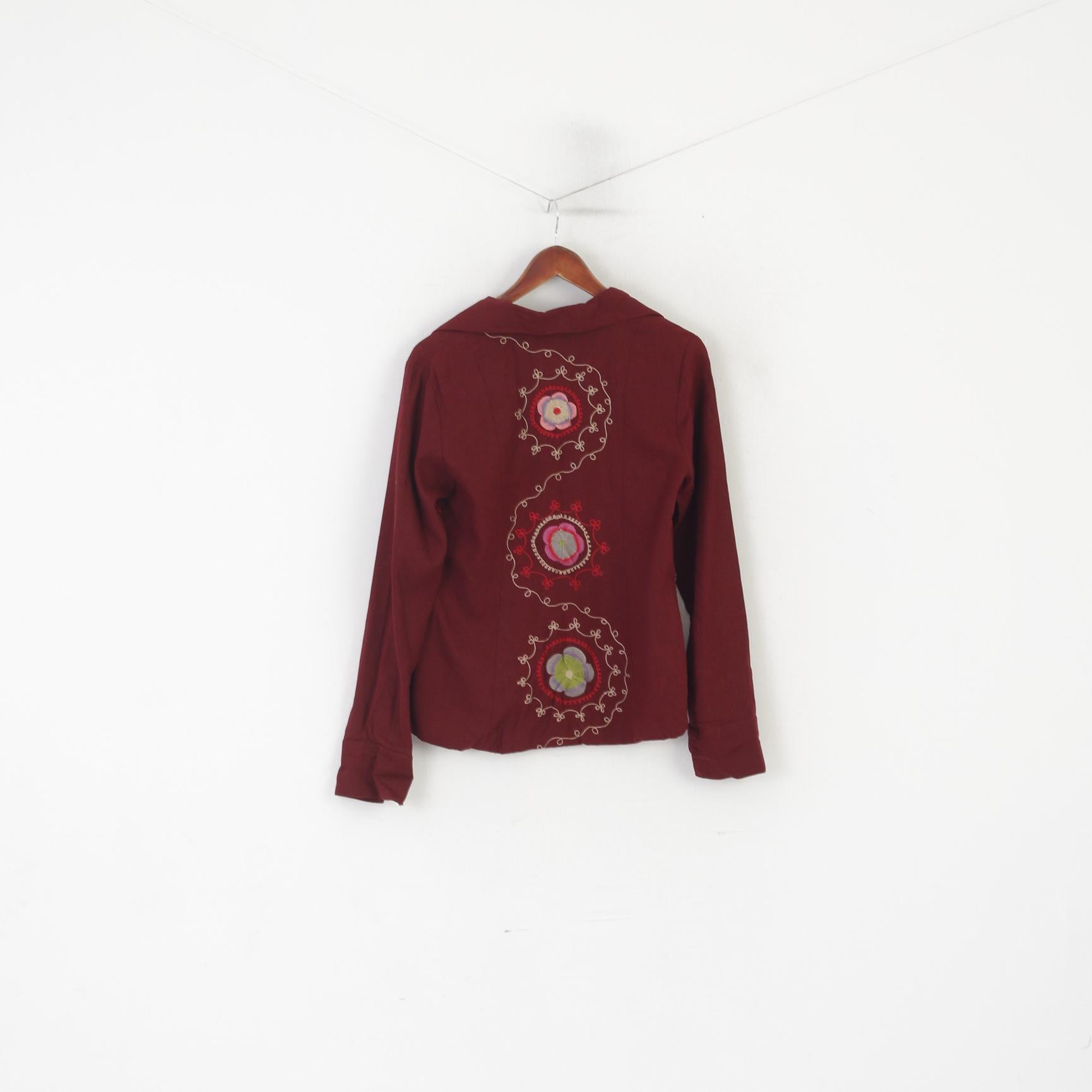 Bohemia Blazer Femme Marron Brodé Boho Attaché Veste Rétro