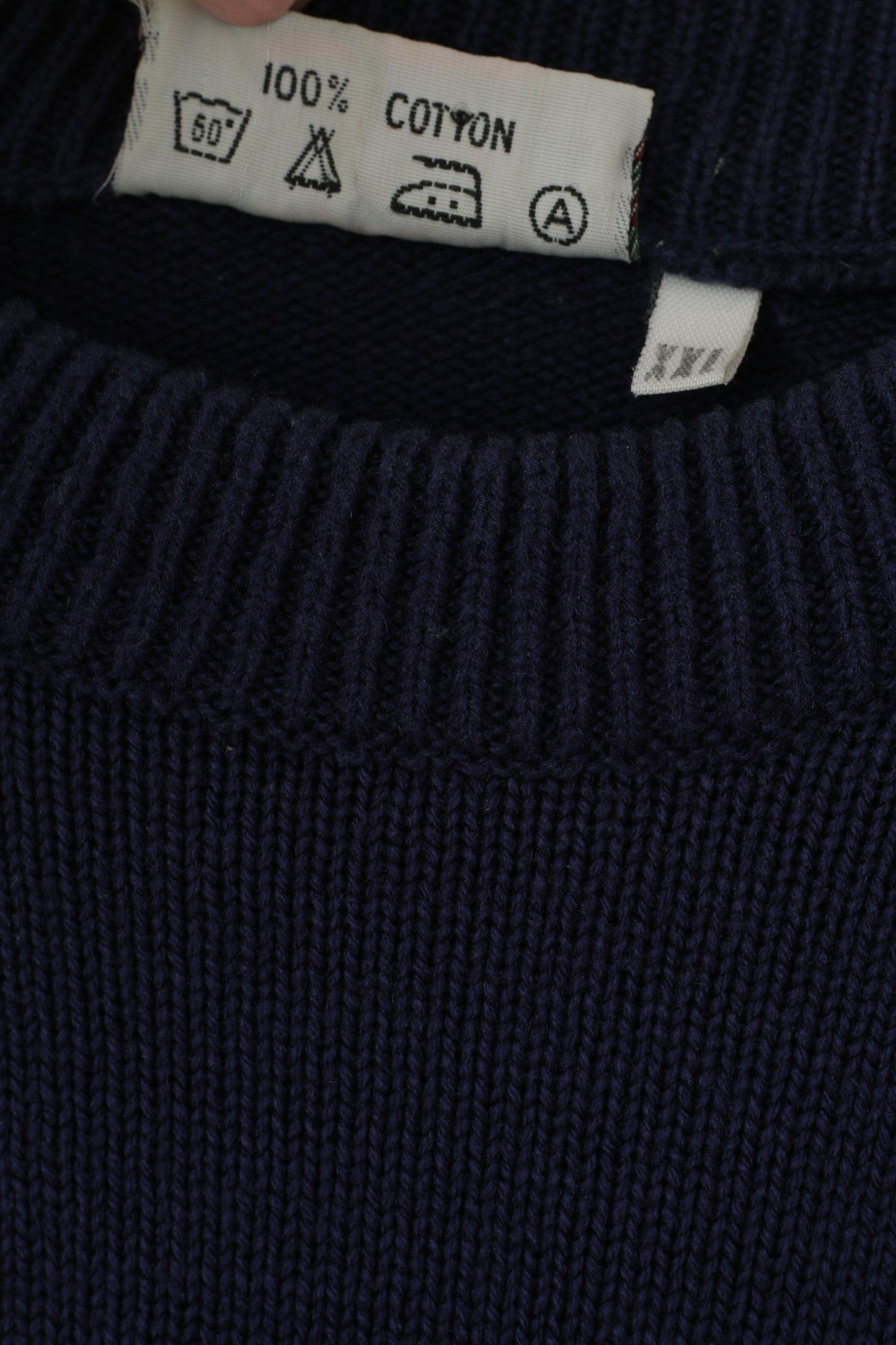 Lacoste Men XXL Jumper Navy Vintage 100% Cotton Crew Neck Classic Sweater