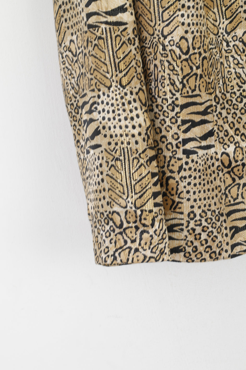 Ina Lima Women 44 L Blazer Gold Panther Print Shiny Gold Buttons Vintage Germany Jacket