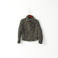 Erny Van Reijmersdal Femmes 40 S Veste Vert Brillant Floral Deux Fermeture Éclair Haut Court