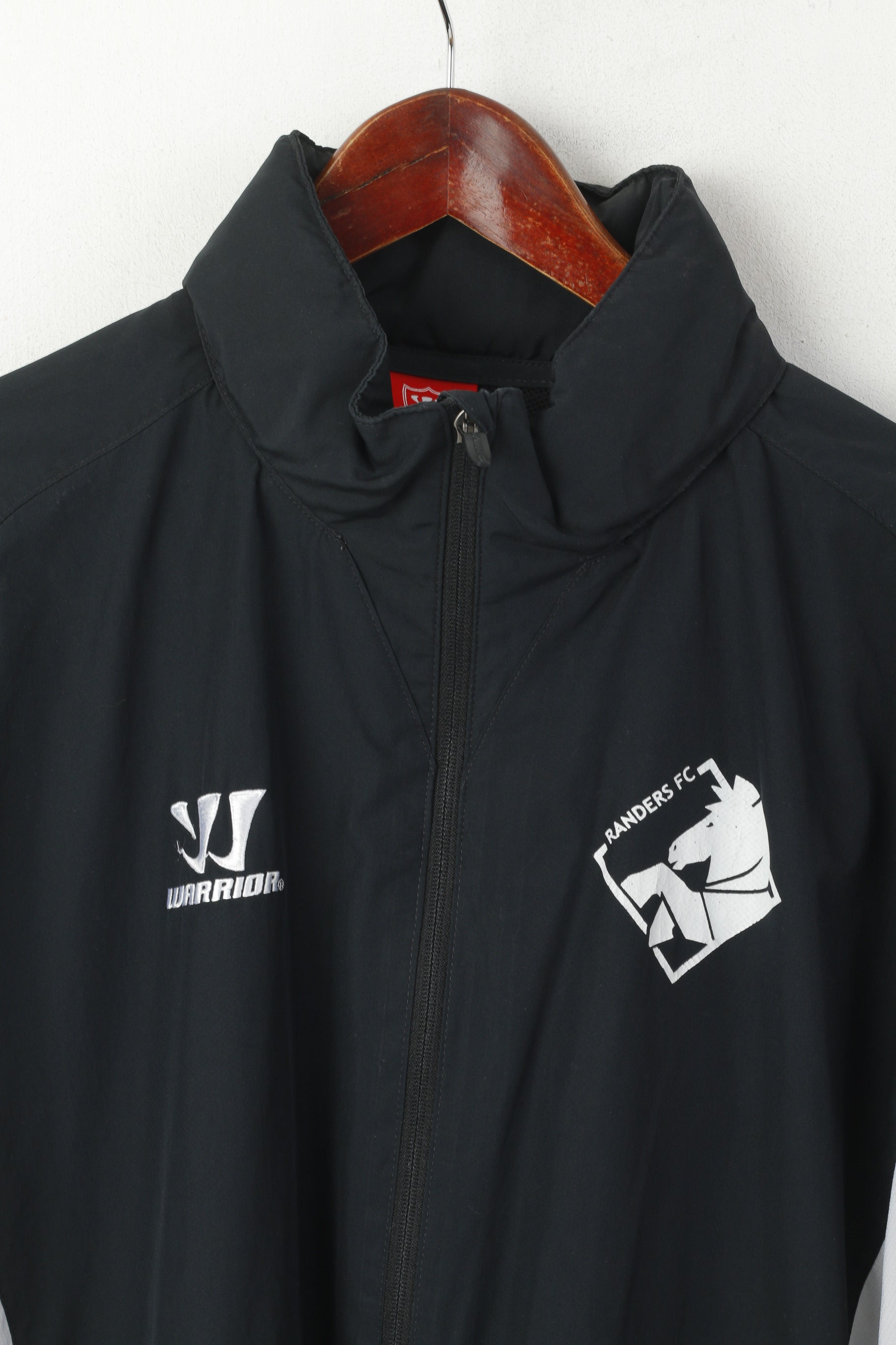 Giacca Warrior Uomo XL Nera Randers Football Club Danimarca Top con cappuccio nascosto