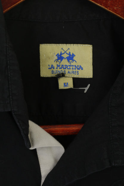 La Martina Men M Casual Shirt Black Cotton The Queen's Lancers Long Sleeve Top