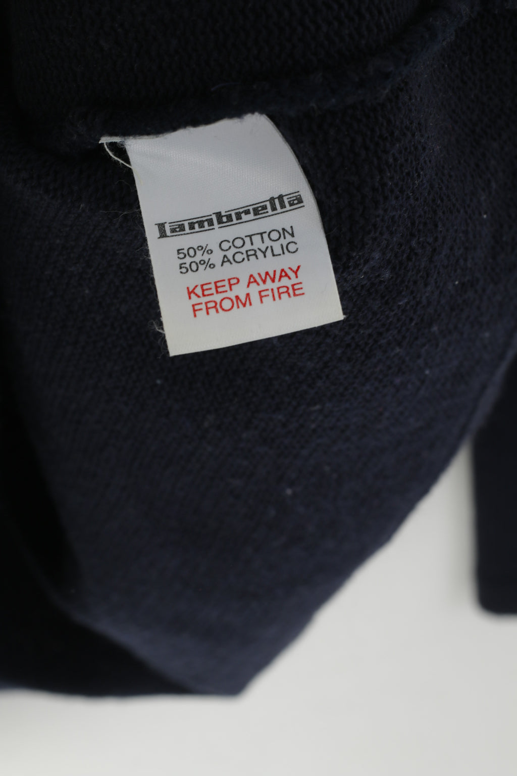 Lambretta Men XL Jumper Navy Cotton Blend Crew Neck Big Logo Sweater