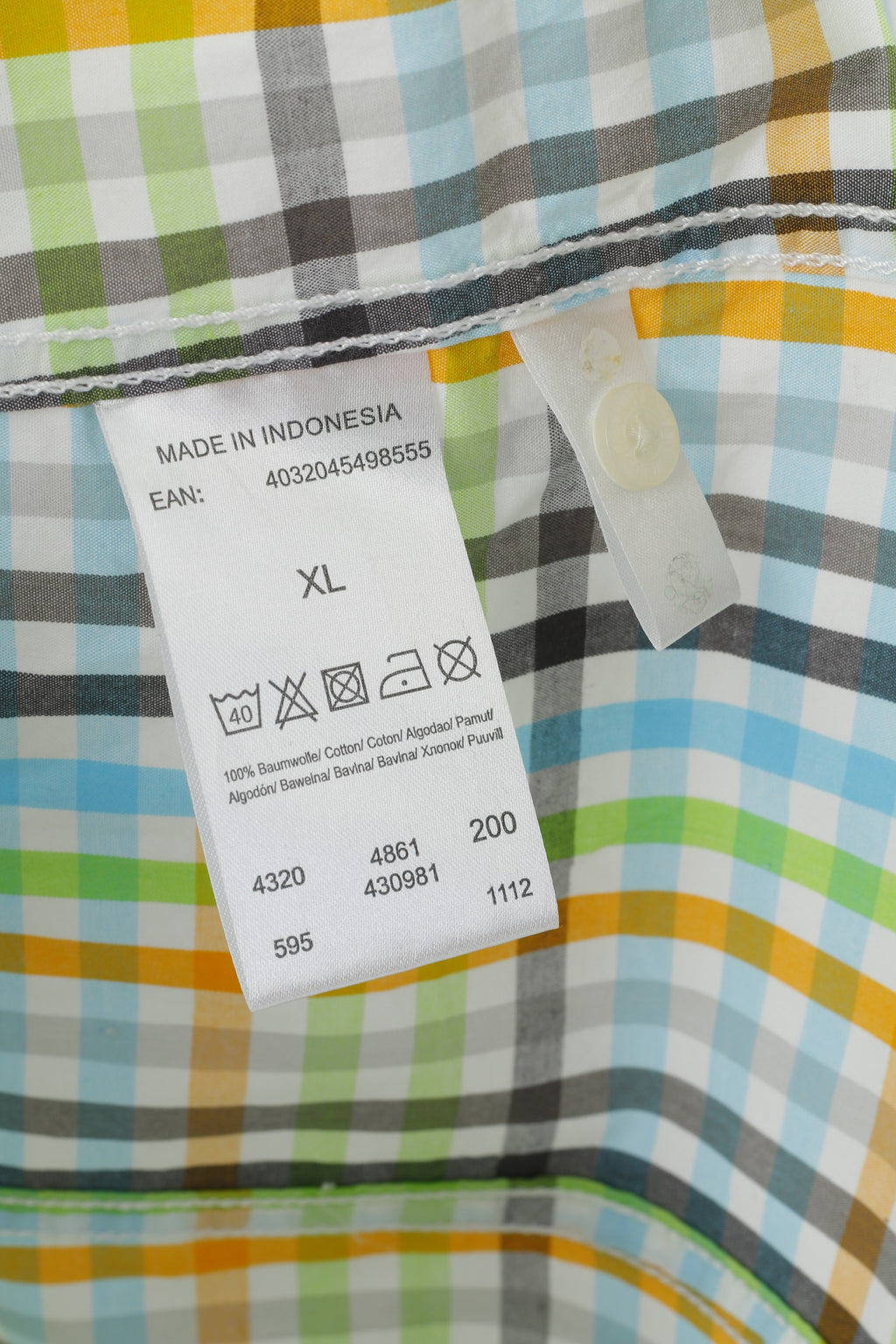 Mustang Jeans Men XL Casual Shirt Multi Colour Chekered Cotton Detailed Buttons Short Sleeve
