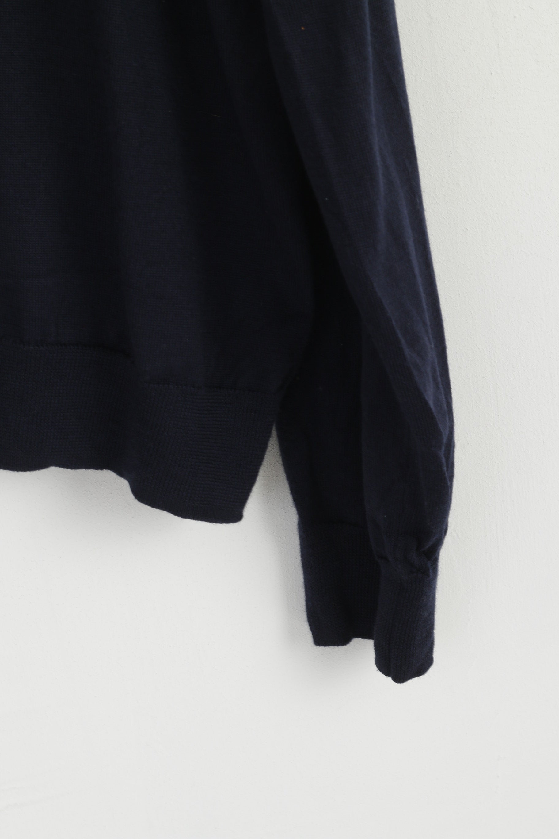 TM Lewin Men XXL Jumper Navy 100% Merino Wool V Neck Soft Plain Sweater