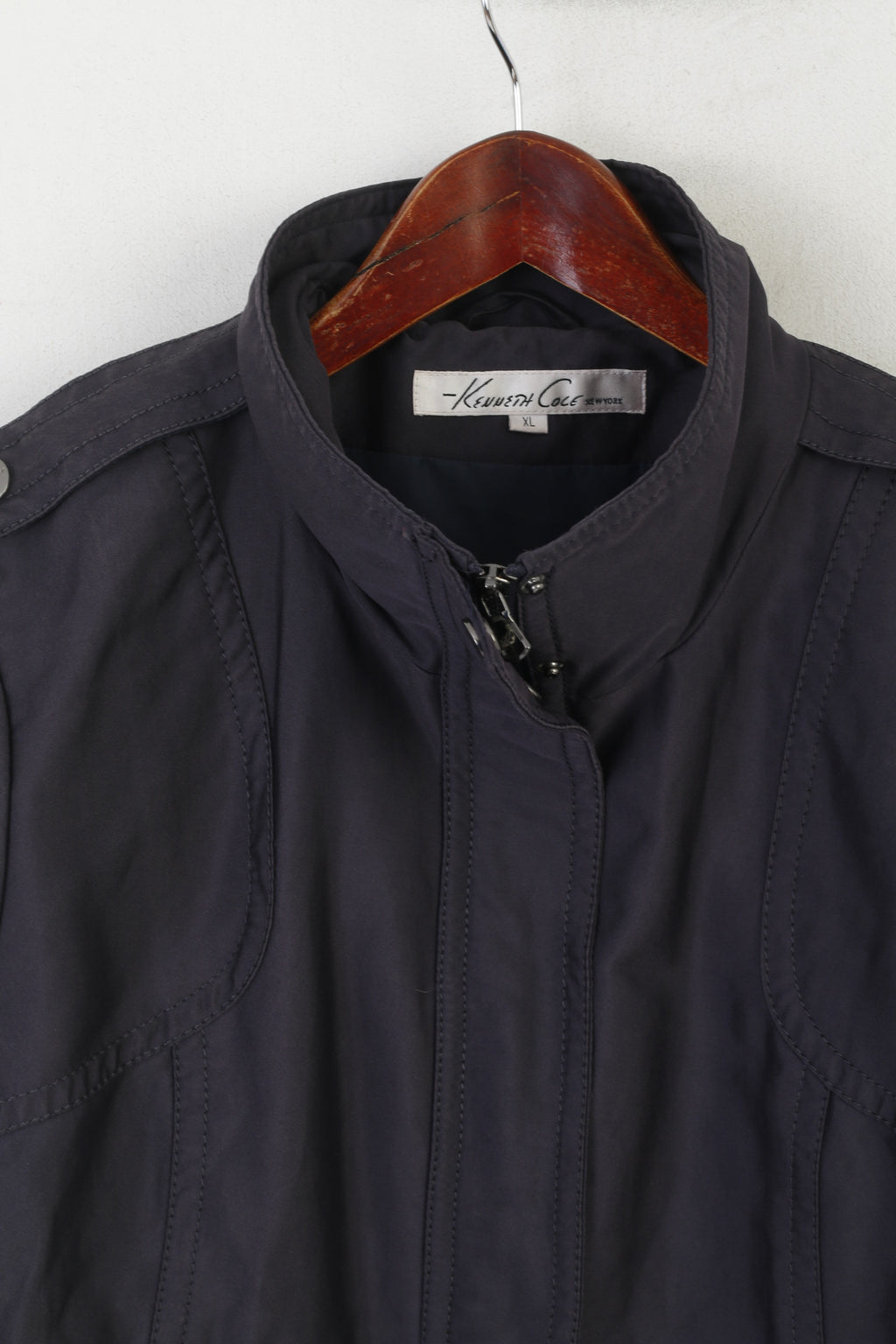 Kenneth Cole Manteau XL pour femme en coton brillant avec fermeture éclair complète et haut léger décontracté