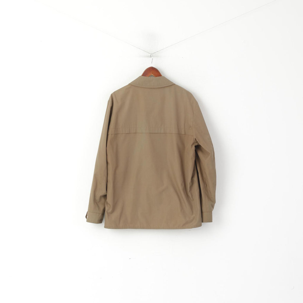 Schild Men L Jacket Shiny Taupe Harrington Lightweight Full Zip Retro Top