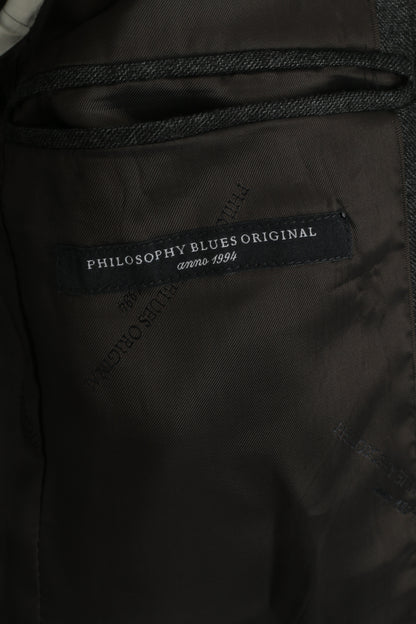 Philosophy Blues Original Men 38 48 Blazer Grey Wool Single Breasted Sweden Jacket