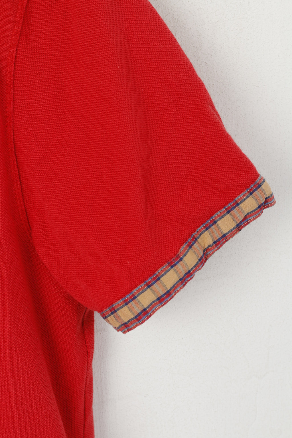 Polo Luke 1977 da uomo L (M) Top slim fit in cotone rosso con colletto a quadretti