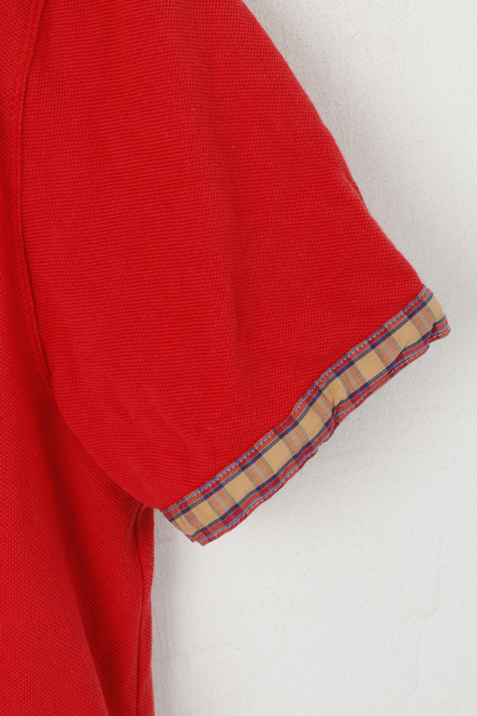 Polo Luke 1977 da uomo L (M) Top slim fit in cotone rosso con colletto a quadretti