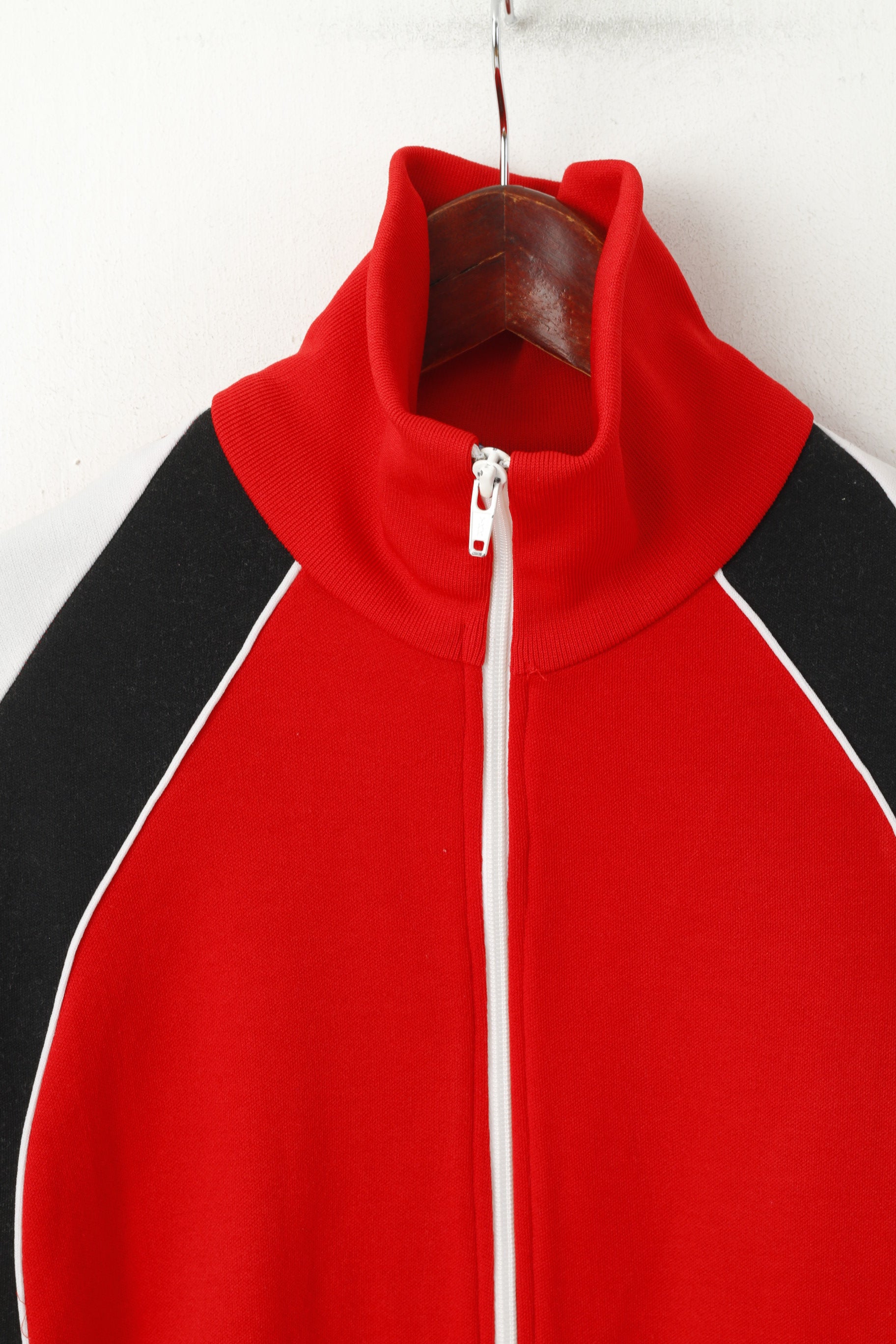 Rodeo Women 36 S Sweatshirt Red Retro Stratch Full Zipper Tracksuit Top