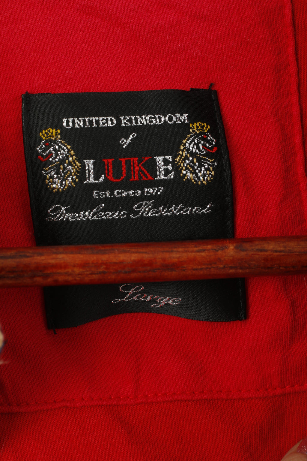 Polo Luke 1977 da uomo L (M) Top slim fit in cotone rosso con colletto a quadretti