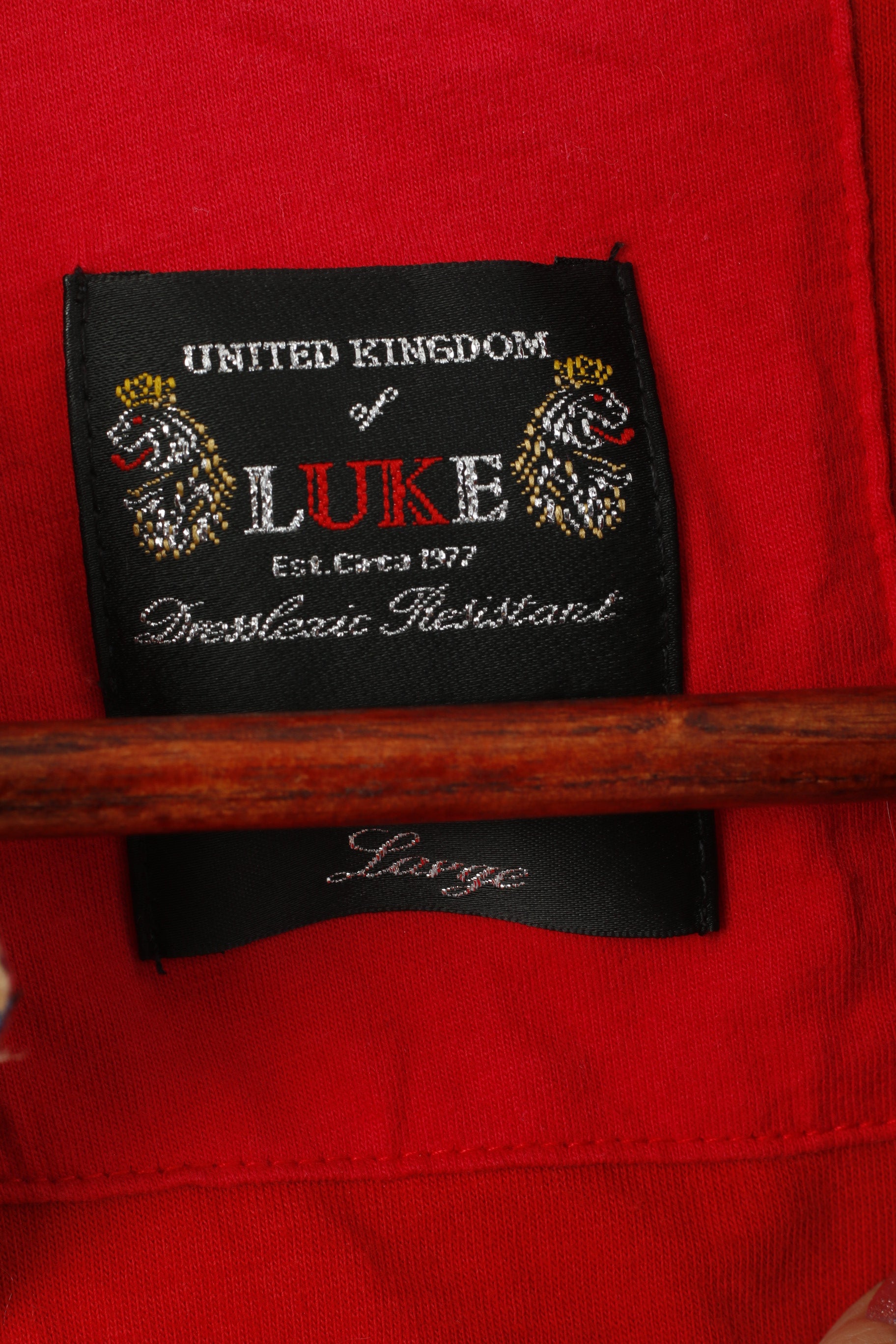 Polo Luke 1977 da uomo L (M) Top slim fit in cotone rosso con colletto a quadretti