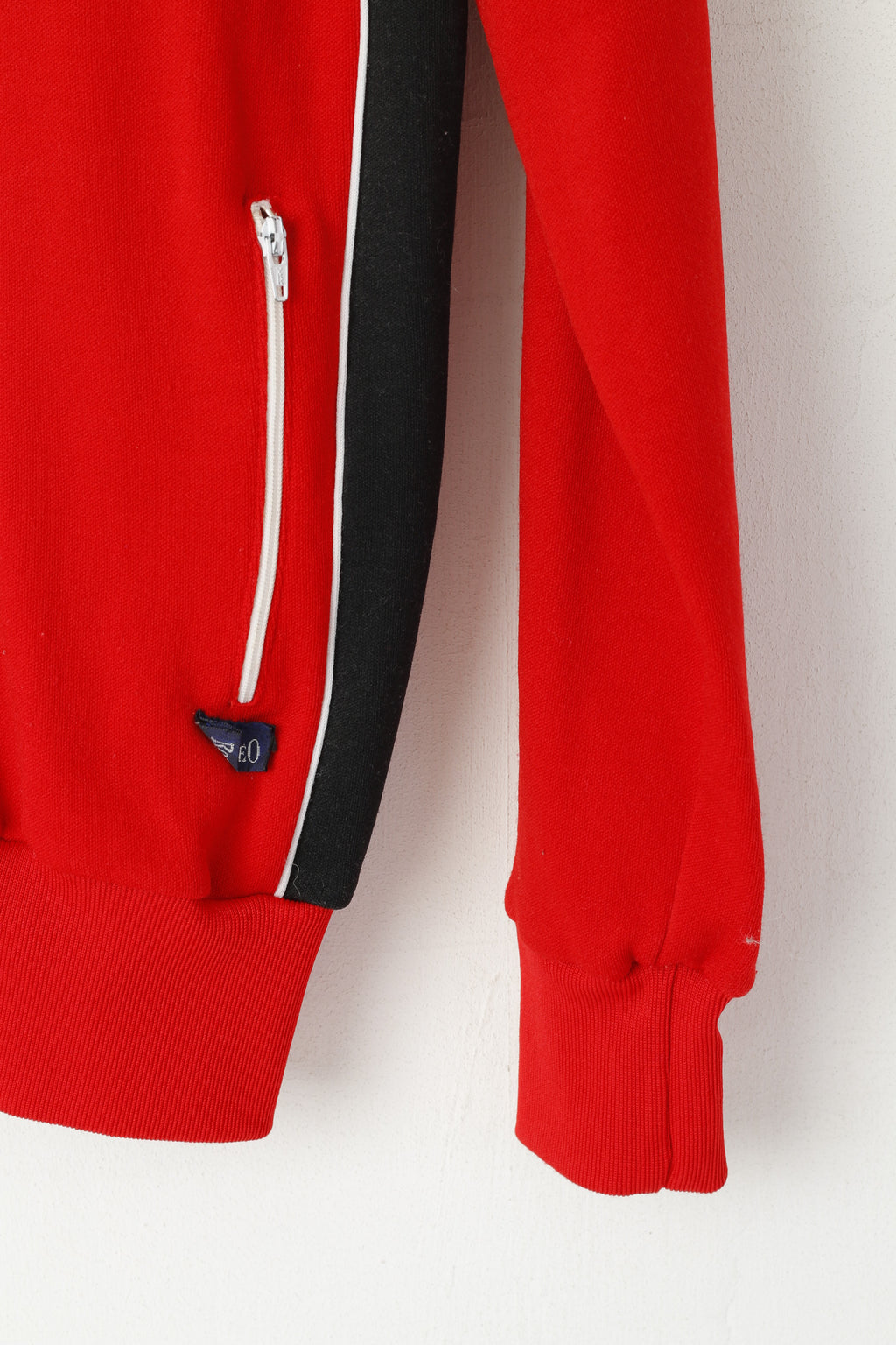 Rodeo Women 36 S Sweatshirt Red Retro Stratch Full Zipper Tracksuit Top