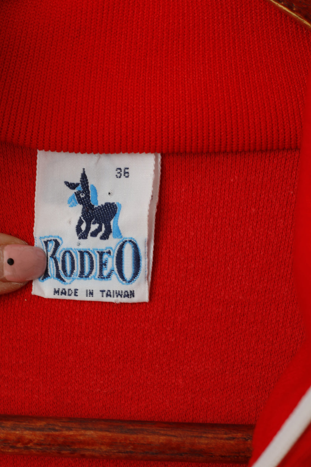 Rodeo Women 36 S Sweatshirt Red Retro Stratch Full Zipper Tracksuit Top