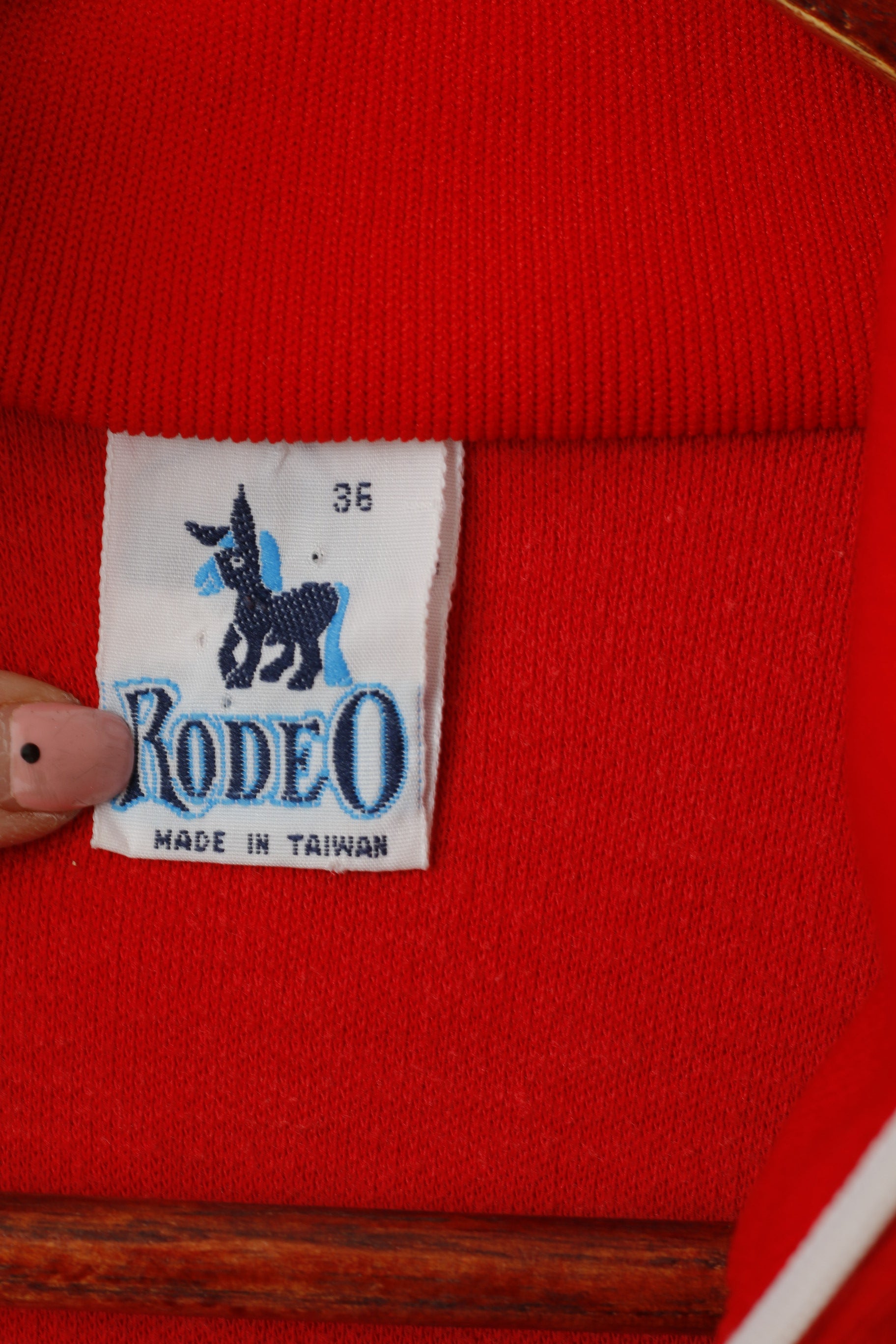 Rodeo Women 36 S Sweatshirt Red Retro Stratch Full Zipper Tracksuit Top