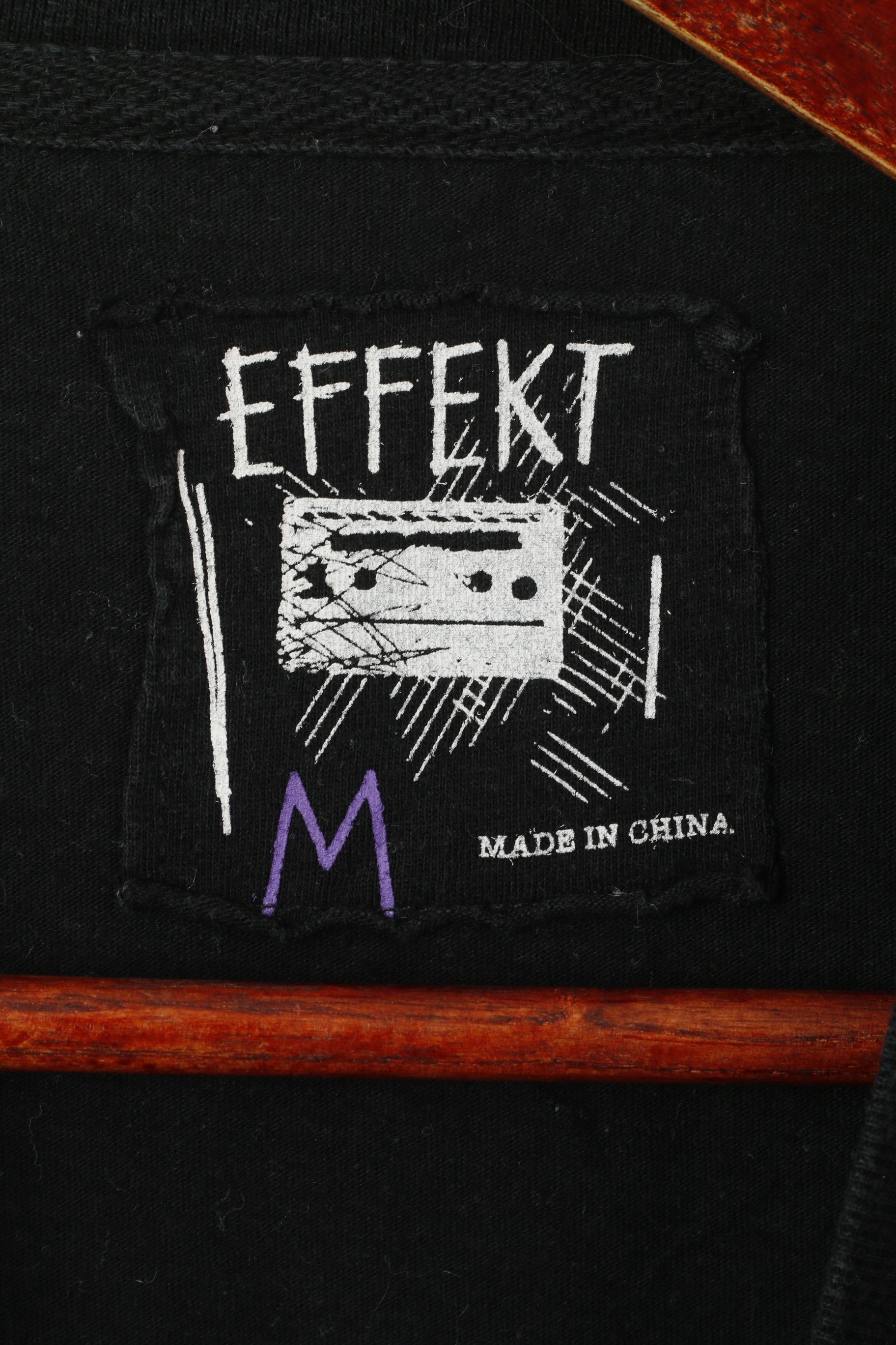 Effekt Women M T-Shirt Black Cotton Neon Graphic Fluoro Night Top