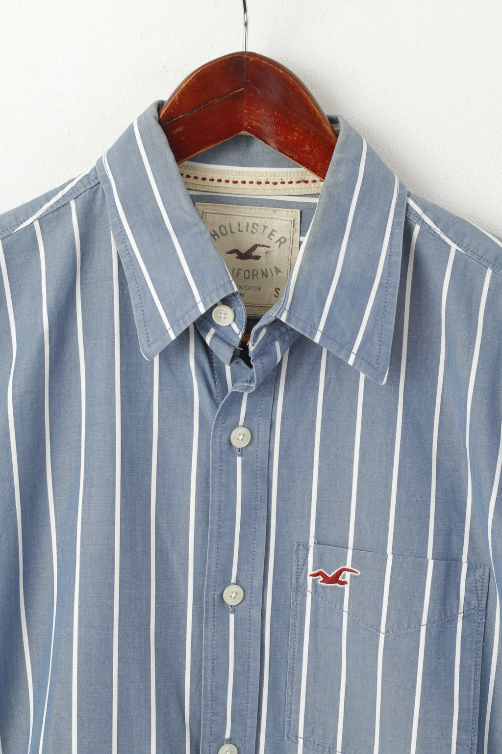 Hollister California Men S Casual Shirt Blue Striped Cotton Long Sleev Retrospect Clothes Hollister California Men S Casual Shirt Blue Striped Cotton Long Sleev Retrospect Clothes