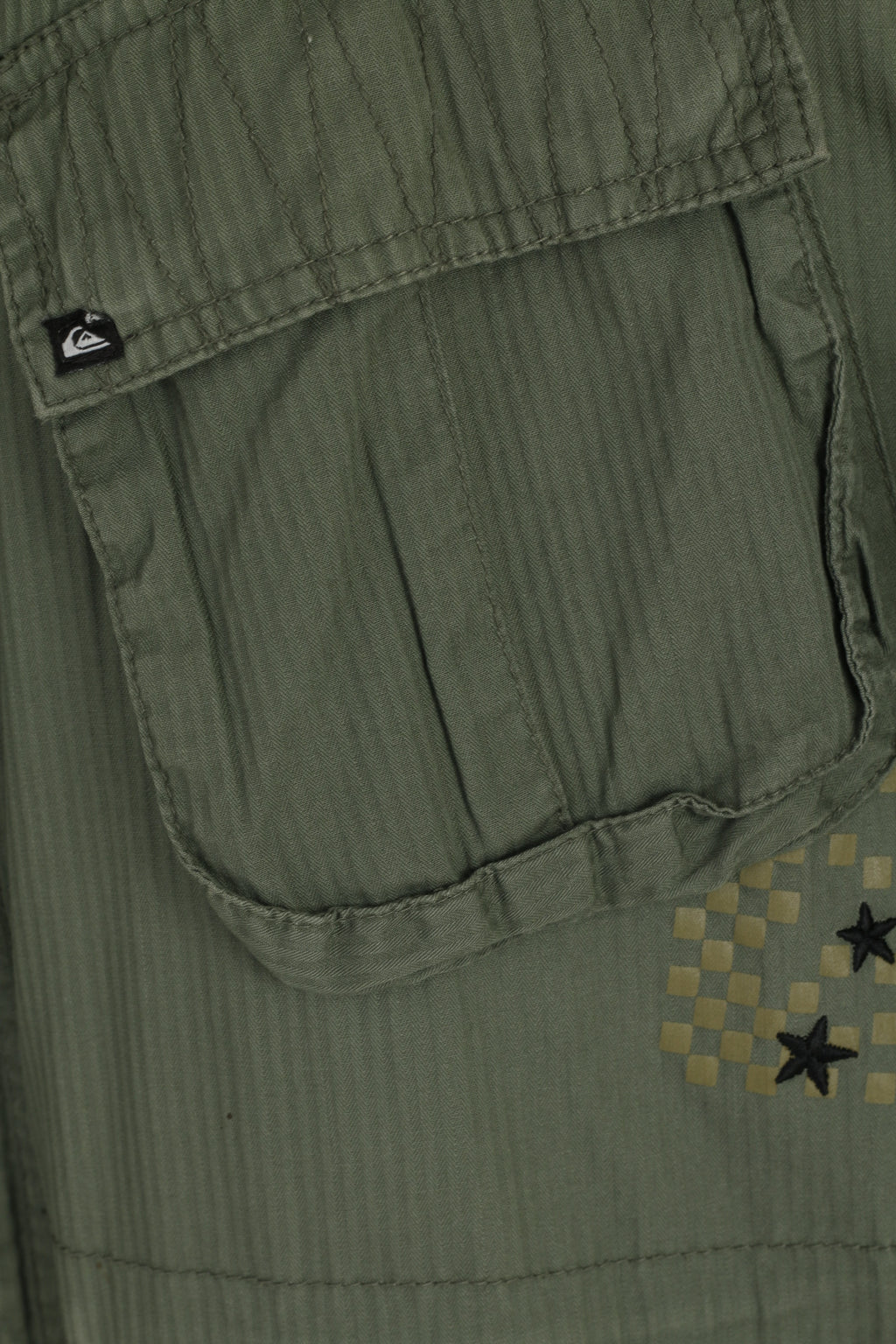 Quiksilver Giacca da uomo M Verde Ghirlanda di cotone Tinta unita Multi tasche Zip Up Top