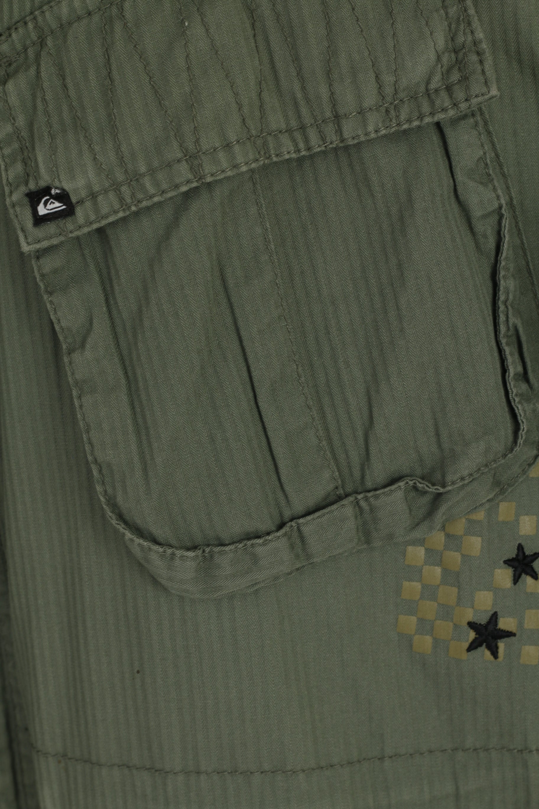 Quiksilver Giacca da uomo M Verde Ghirlanda di cotone Tinta unita Multi tasche Zip Up Top