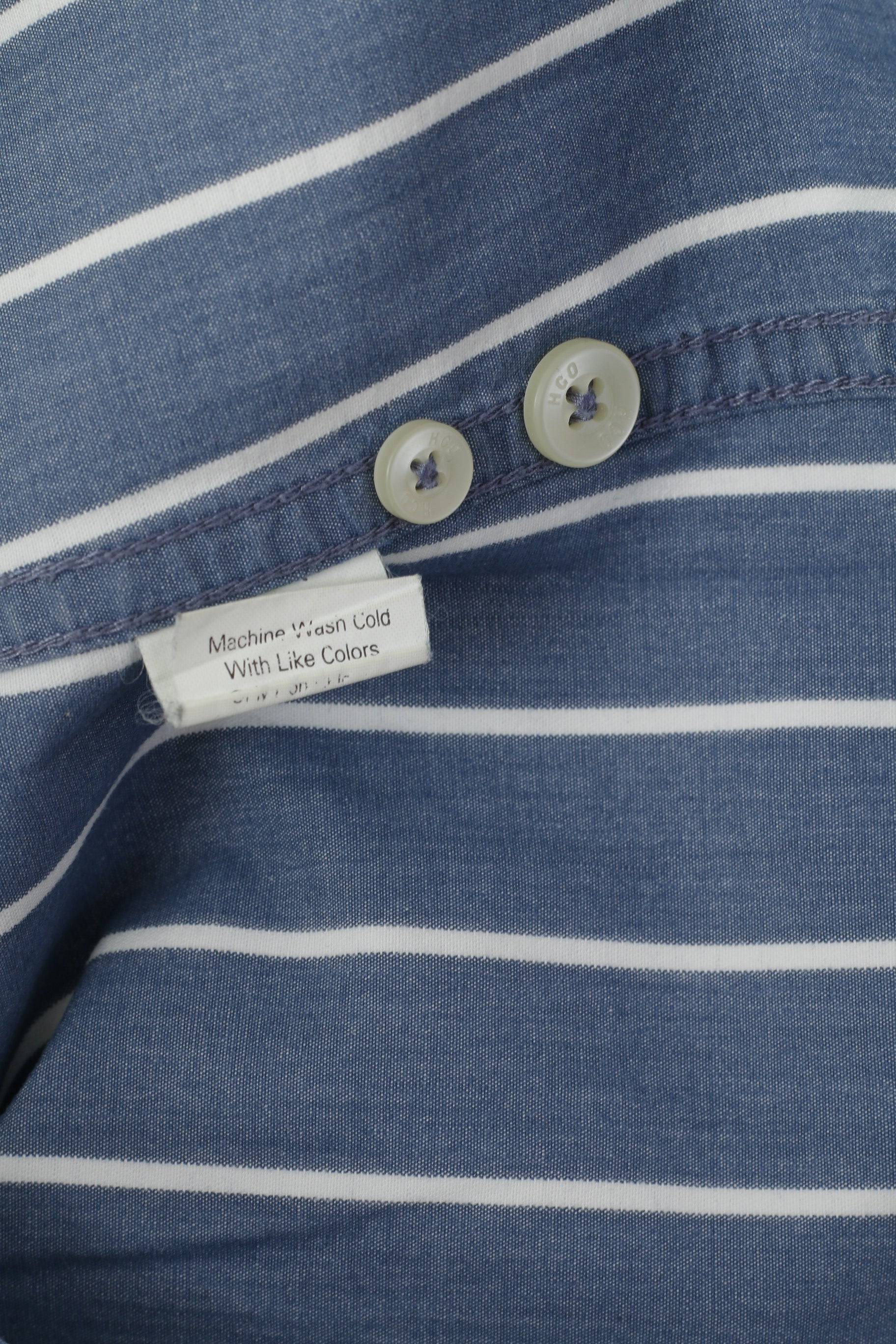 Hollister California Men S Casual Shirt Blue Striped Cotton Long Sleeve Top