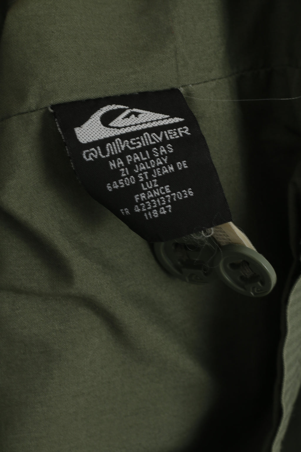 Quiksilver Giacca da uomo M Verde Ghirlanda di cotone Tinta unita Multi tasche Zip Up Top