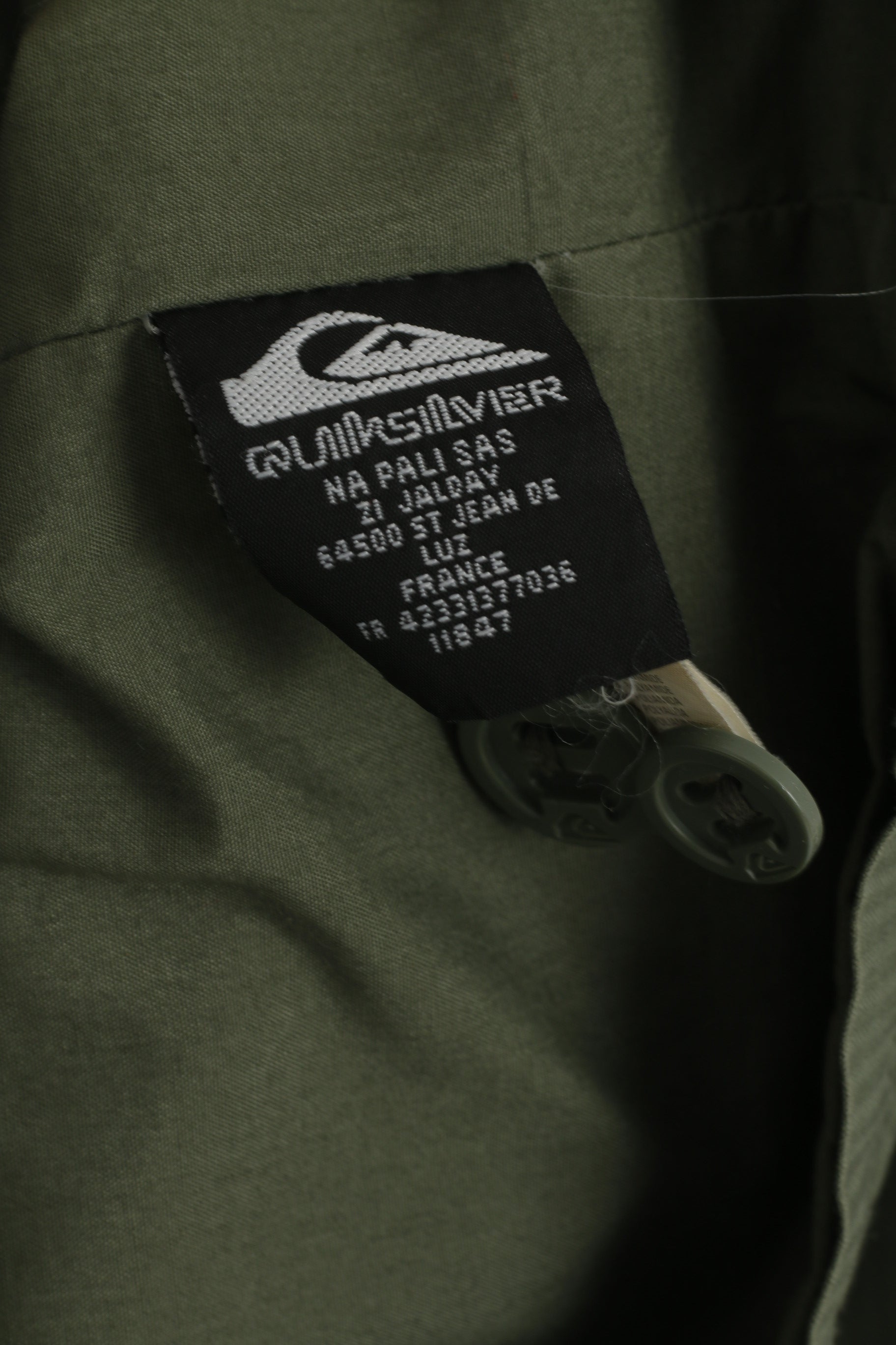 Quiksilver Giacca da uomo M Verde Ghirlanda di cotone Tinta unita Multi tasche Zip Up Top