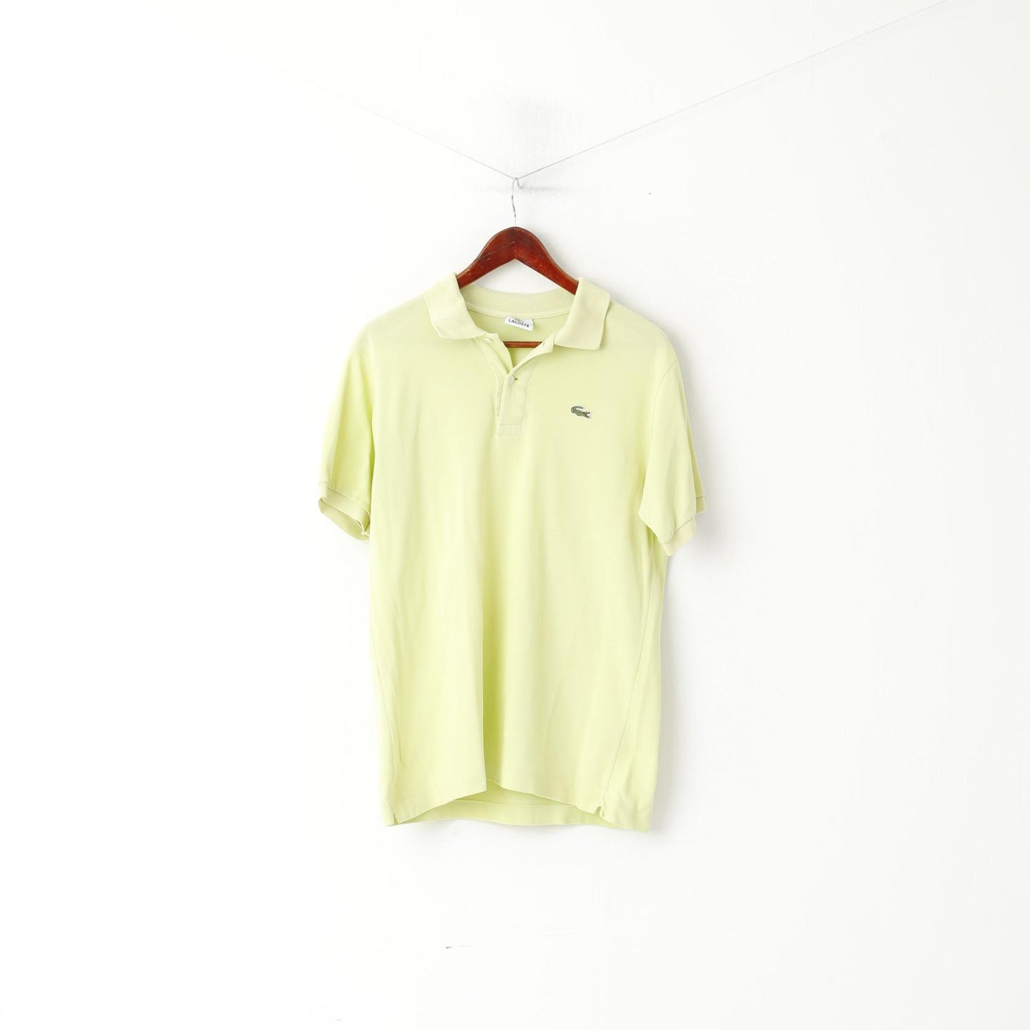 Lacoste Men 4 M Polo Shirt Lime Cotton Plain Short Sleeve Casual Top