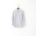 Gant Men M Casual Shirt White Blue Striped Cotton Key West Poplin Long Sleeve Top