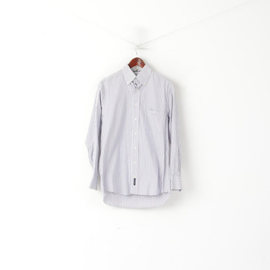 Gant Camicia casual da uomo M. Top a maniche lunghe in popeline Key West di cotone a righe blu bianco