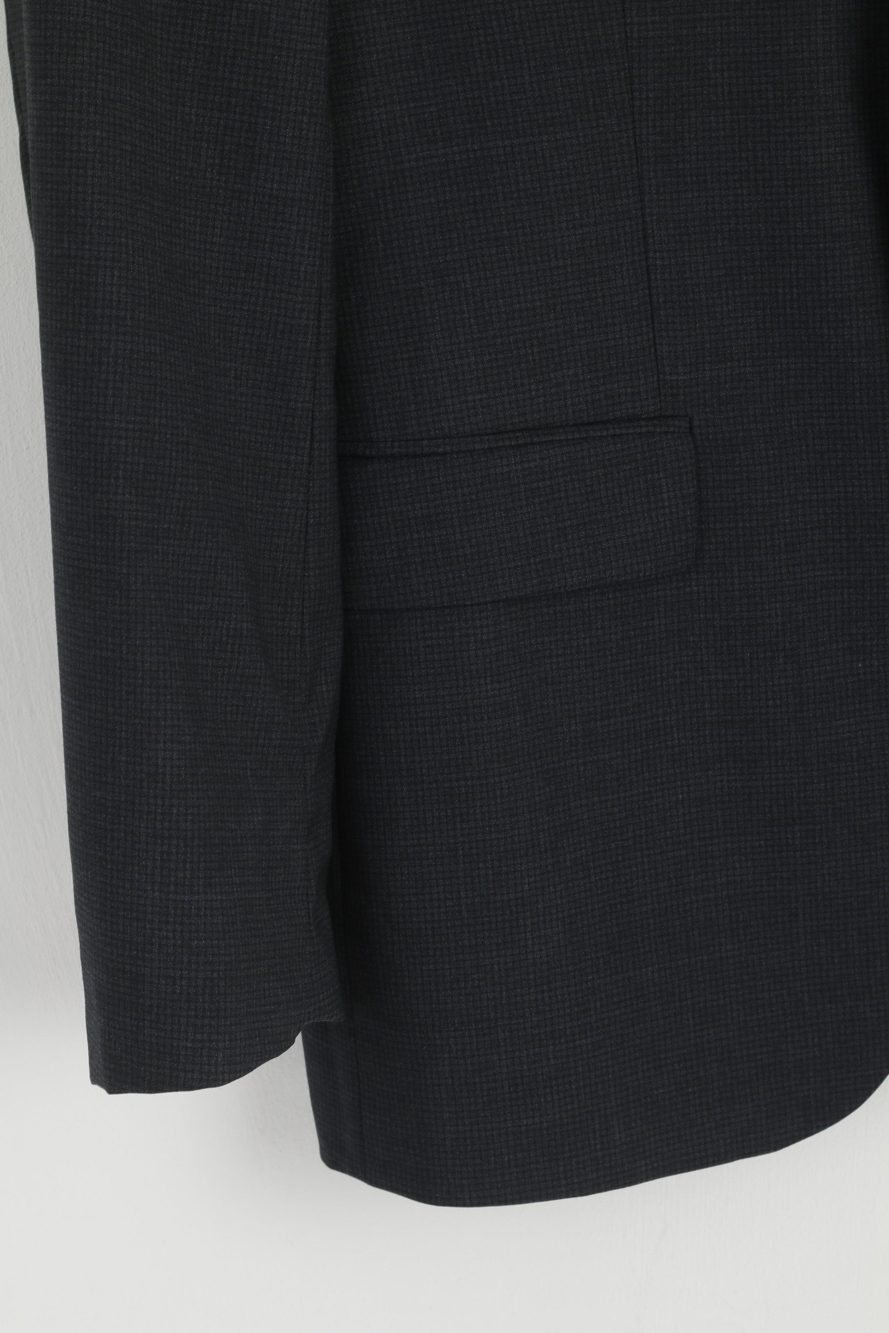 Hugo Boss Men 50 40 Blazer Navy Check REDA Wool Italy Single Breasted Jacket