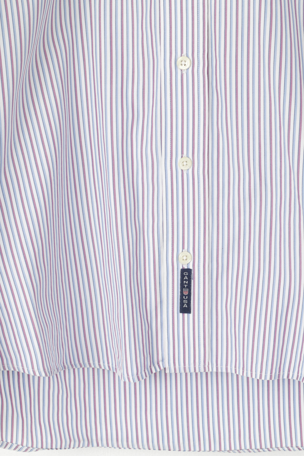 Gant Men M Casual Shirt White Blue Striped Cotton Key West Poplin Long Sleeve Top
