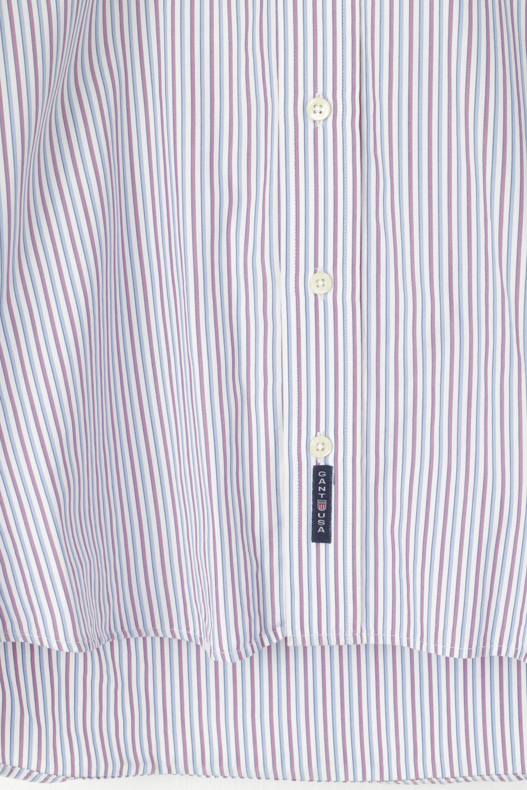 Gant Men M Casual Shirt White Blue Striped Cotton Key West Poplin Long Sleeve Top
